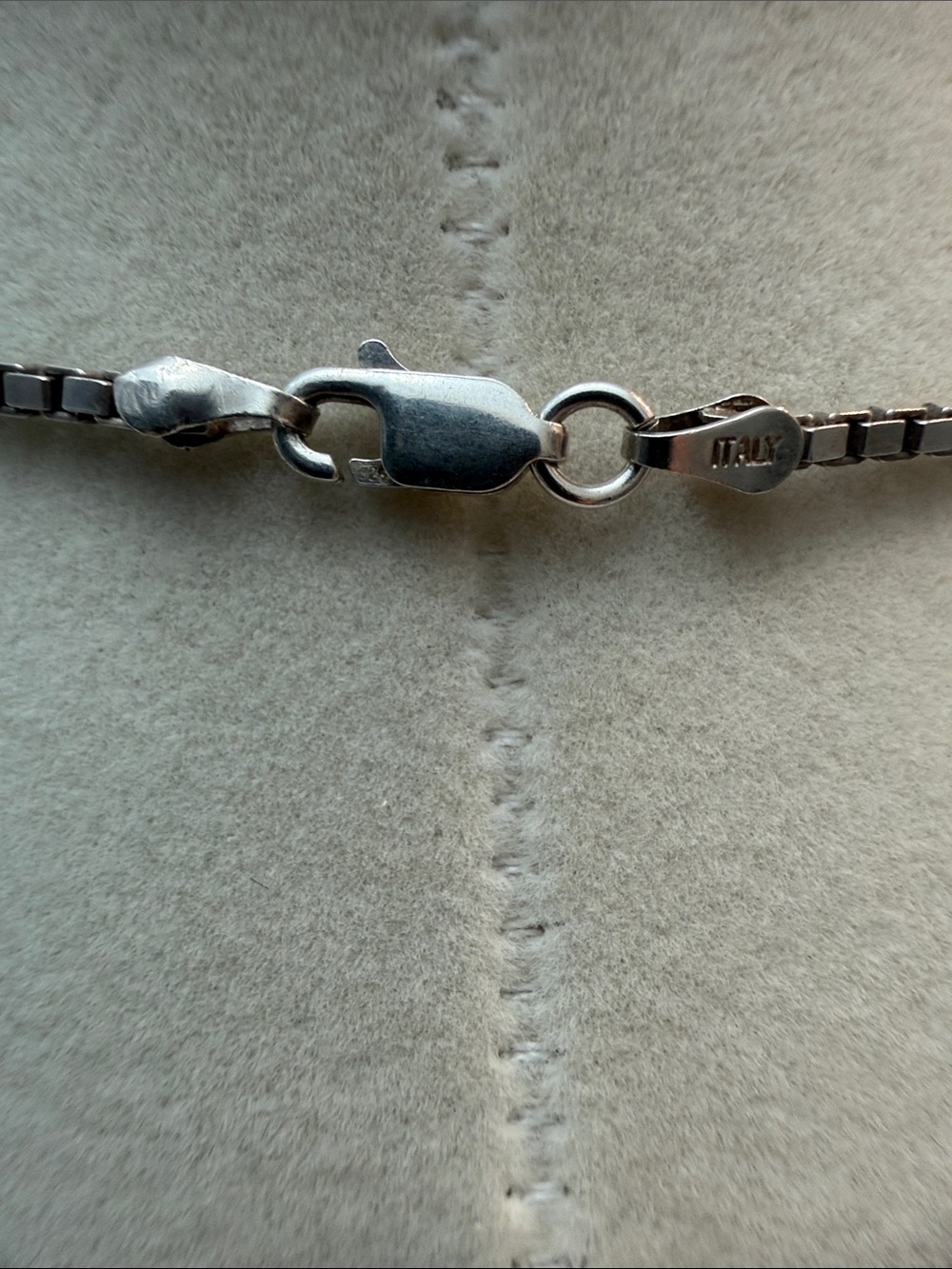 Silver Box Chain Necklace - Stamped Italy 925 24” - Picture 2 of 5